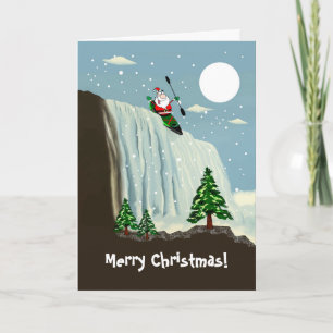 Carte Père Noël Kayaking une cascade ne se laisse pas su