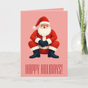 Carte Père Noël kitsch moderne du milieu du siècle
