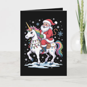Carte Père Noël Licorne Noël Arc-en-ciel Lumières Xmas