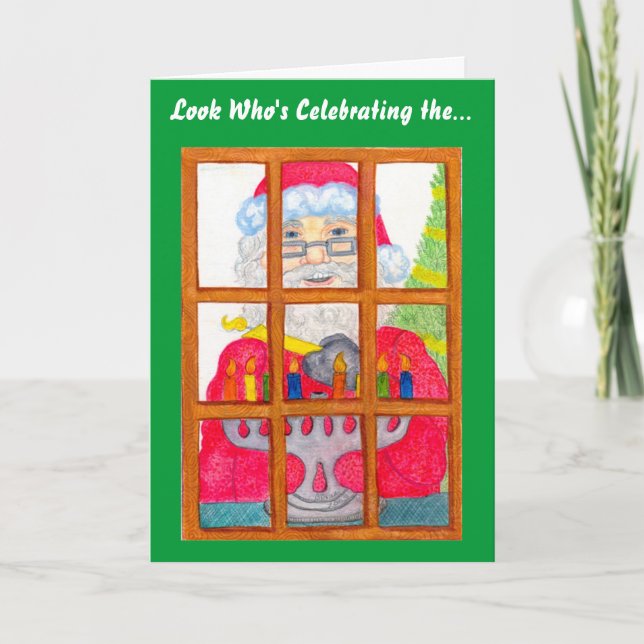 Carte père Noël Lighting Menorah (Devant)