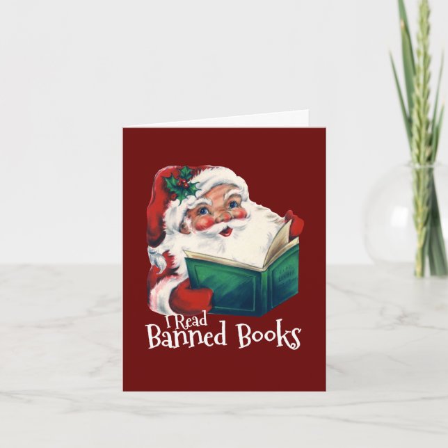 Carte Père Noël Lit Les Livres Interdits (Devant)