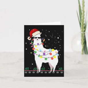 Carte Père Noël Llama Chapeau Noël Arbre Moche Alpaga Gi