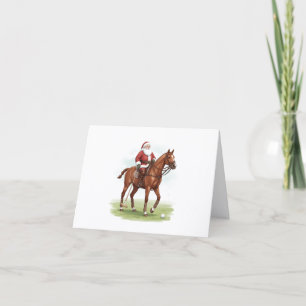 Carte Père Noël mignon personnalisé jouant au polo à che