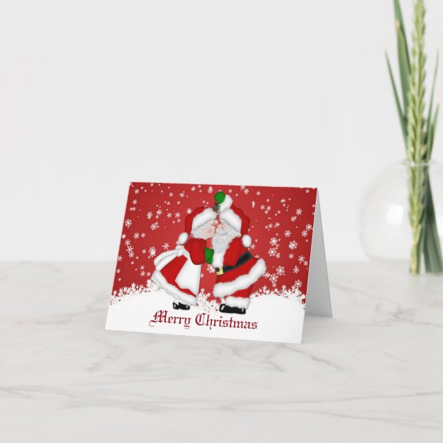 Carte Père Noël Mistletoe Joyeux Noël (Devant)