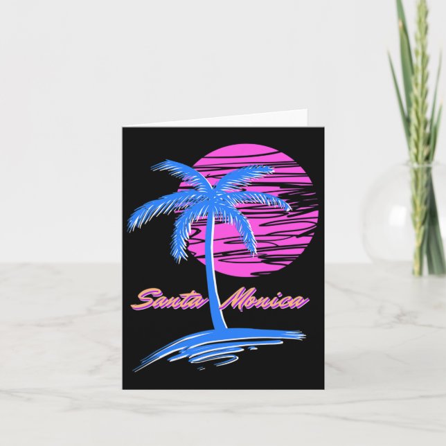 Carte Père Noël Monica Beach Outrun 80s Vaporwave esthét (Devant)