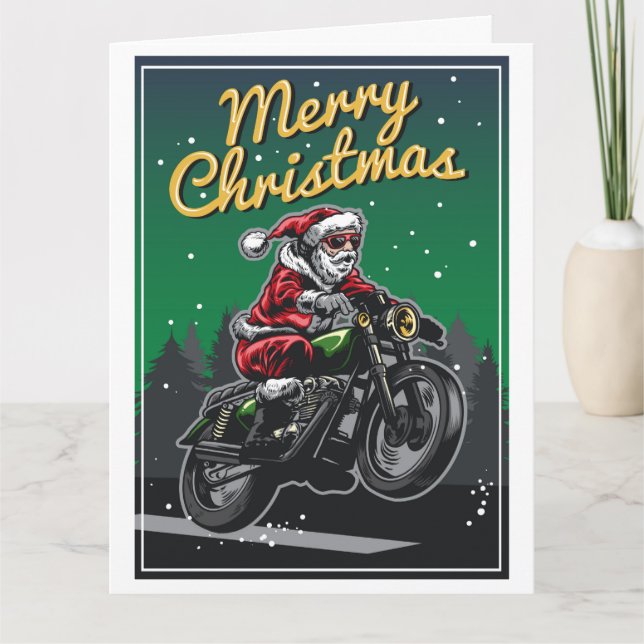 Carte Père Noël moto Joyeux Noël | Jours fériés (Devant)