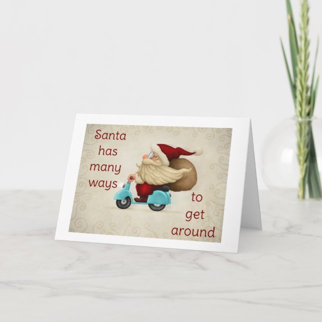 CARTE **PÈRE NOËL MOTORISÉE** VENEZ À VOTRE PORTÉE ! (Devant)