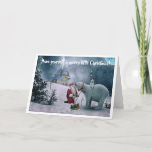 Carte Père Noël Nocturne Starry Avec Ours Polaires Noël
