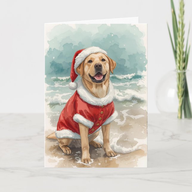 Carte Père Noël Paws by the Sea - Plage du Labrador Noël (Devant)