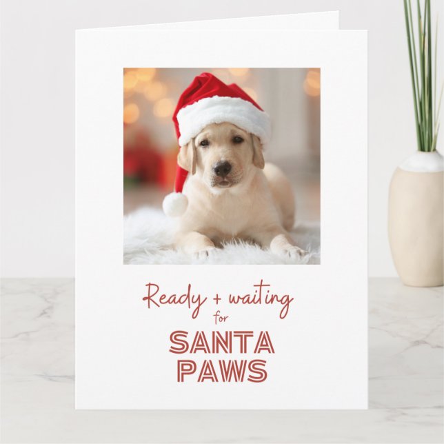 Carte Père Noël Paws prêt et en attente - Noël Amoureux  (Devant)