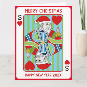 Carte Père Noël Poker Noël et Bonne année