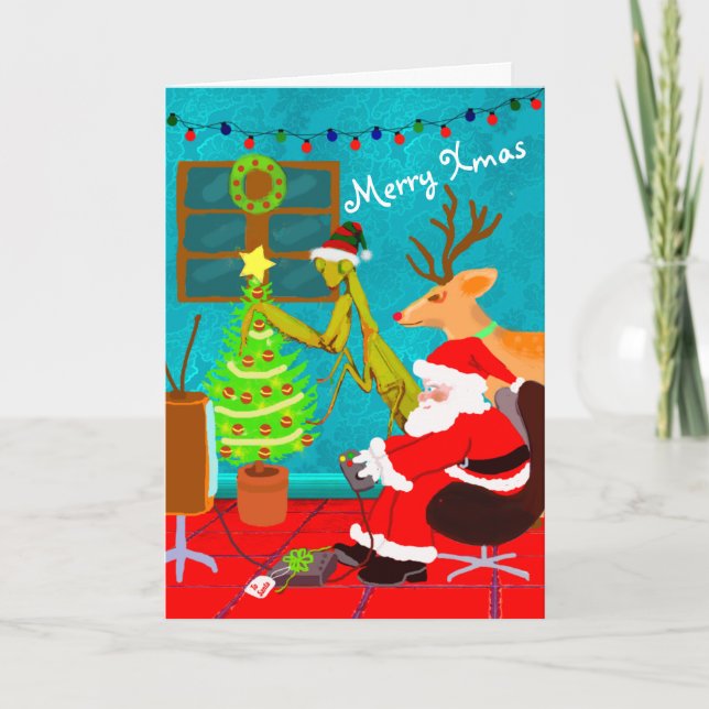 Carte Père Noël Prier Mantis Personnalisé Fête de Noël (Devant)
