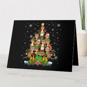 Carte Père Noël Reindeer Elf Ferrets Christmas Tree Lumi