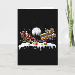 Carte Père Noël Reindeer School Bus Christmas Driver Tea