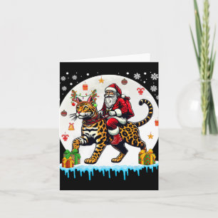 Carte Père Noël Riding Reindeer Bengale Chat Noël Propri