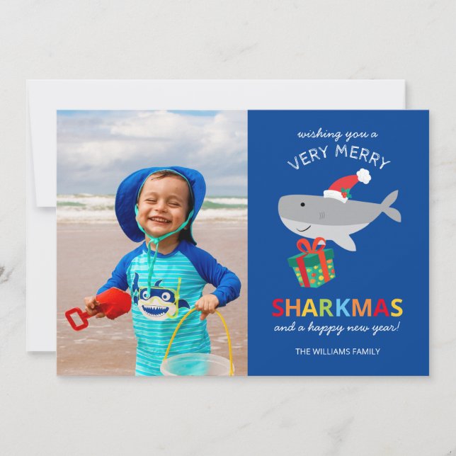 Carte père Noël Shark Holiday (Devant)