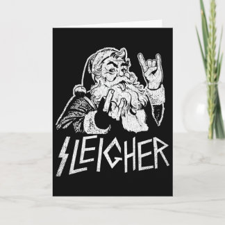 Carte Père Noël Sleigher Rock sur Goth Heavy Metal Chri