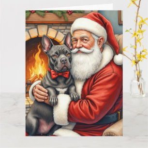 Carte Père Noël tenant l'art de Noël Cane Corso