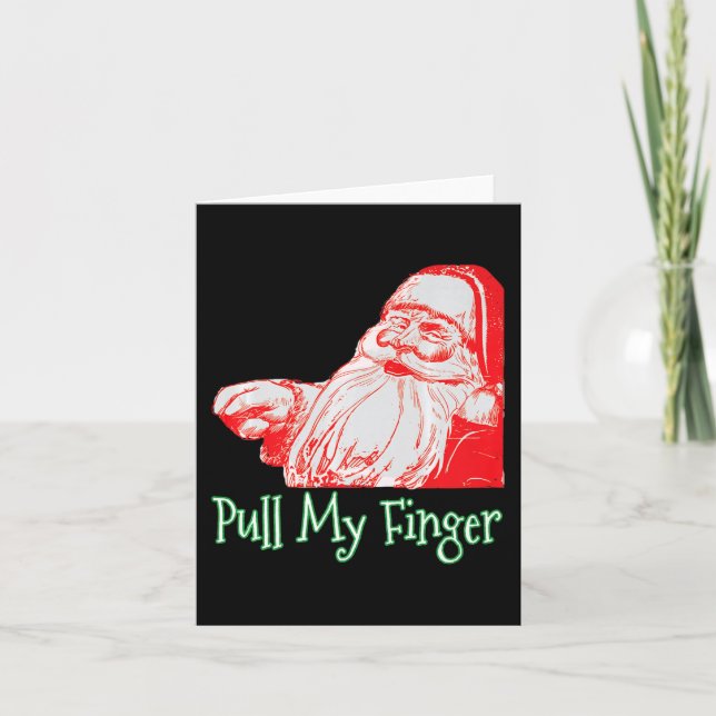 Carte Père Noël Tire Mon Doigt Drôle de Noël Pet Fumée H (Devant)