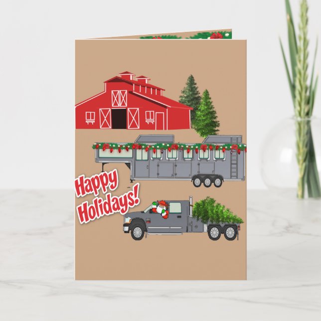 Carte Père Noël Truck Trailer Et Grange Holiday (Devant)