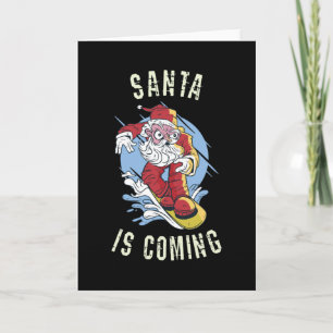 Carte Père Noël vient en snowboard