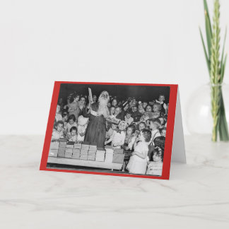 Carte Père Noël vintage avec enfants