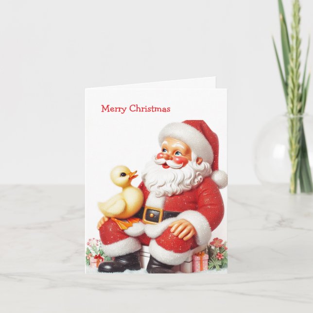 Carte Père Noël vintage Duckling (Devant)