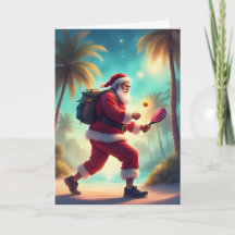 Père Noël's Pickleball Fun - Tropical Christmas Ca
