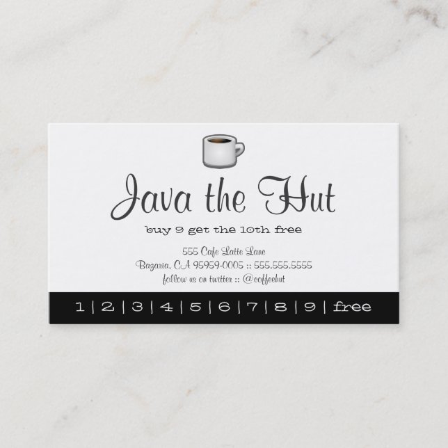 Carte perforée de boissons de logo de Java (Devant)