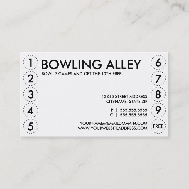 carte perforée de bowling (Devant)