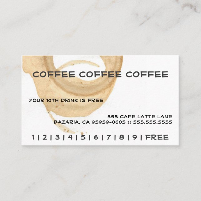 Carte perforée de café de café de café (Devant)