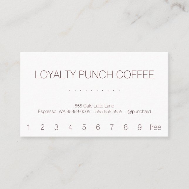 Carte perforée de café de fidélité (Devant)