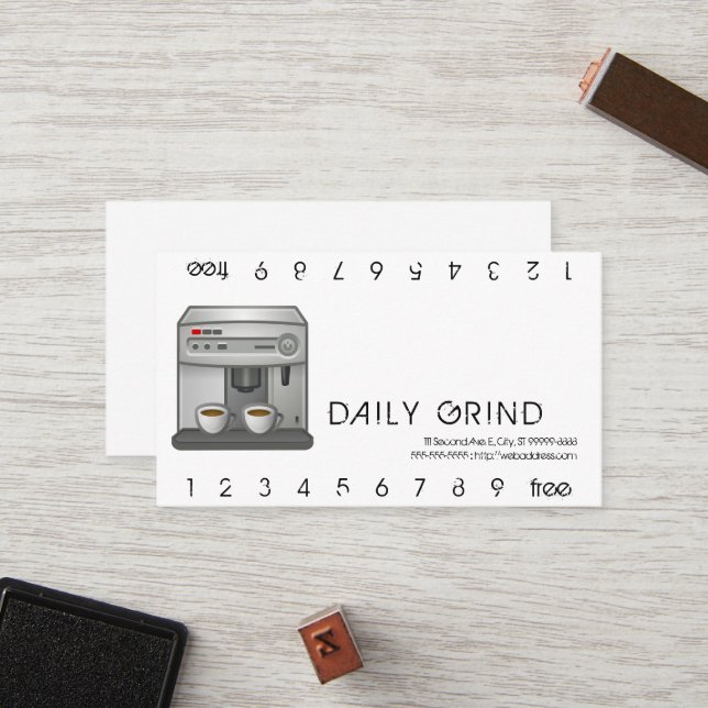 Carte perforée de machine de café express (Devant/Arrière en situation)