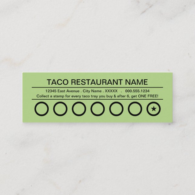 carte perforée de rapidos de tacos (Dos)