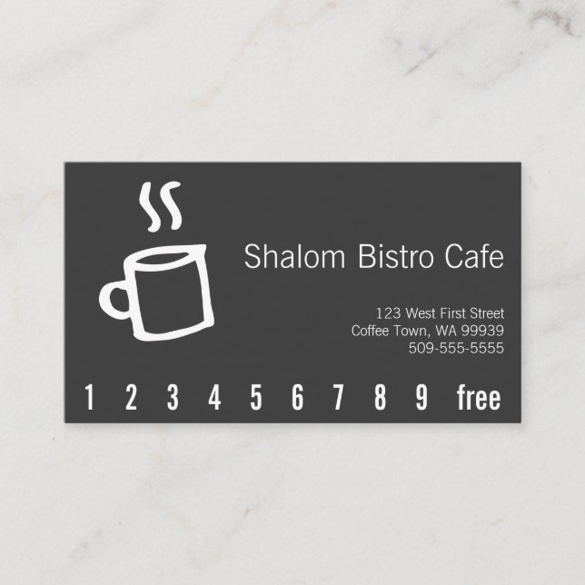 Carte perforée tirée de fidélité de tasse de café (Devant)