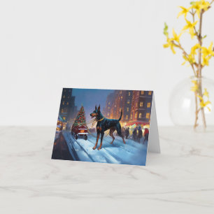 Carte Période de fêtes de Noël Doberman