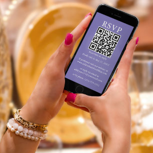 Carte Périwinkle QR RSVP Mariage simple minimaliste