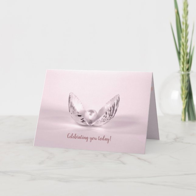 Carte perle dans l'anniversaire de coquillage (Devant)
