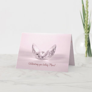 Carte perle rose en coquillages Fête des Mères
