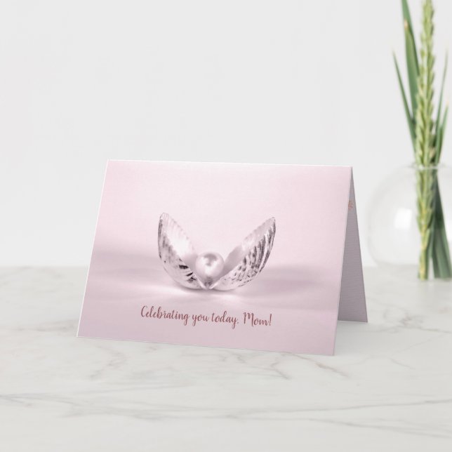 Carte perle rose en coquillages Fête des Mères (Devant)