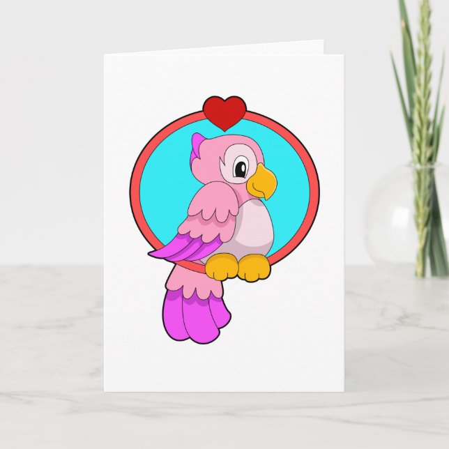 Carte Perroquet avec Cœur (Devant)