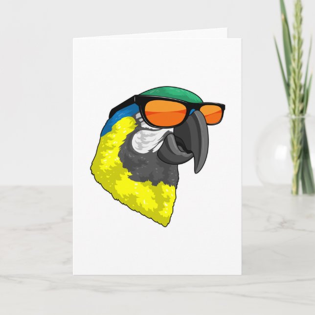 Carte Perroquet avec lunettes de soleil (Devant)