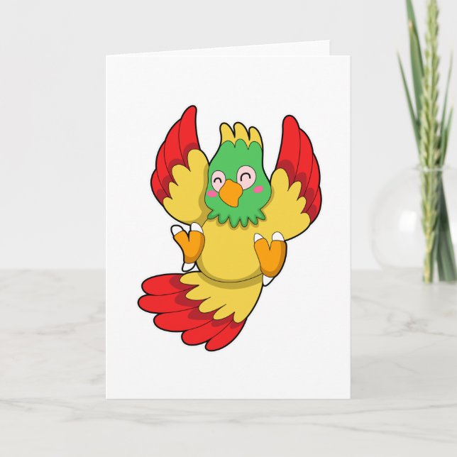 Carte Perroquet avec tête verte (Devant)
