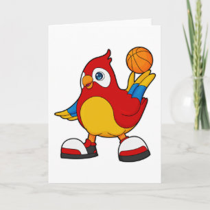 Carte Perroquet comme joueur de basket-ball avec basket-