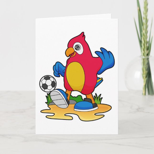Carte Perroquet comme joueur de football avec Soccer (Devant)