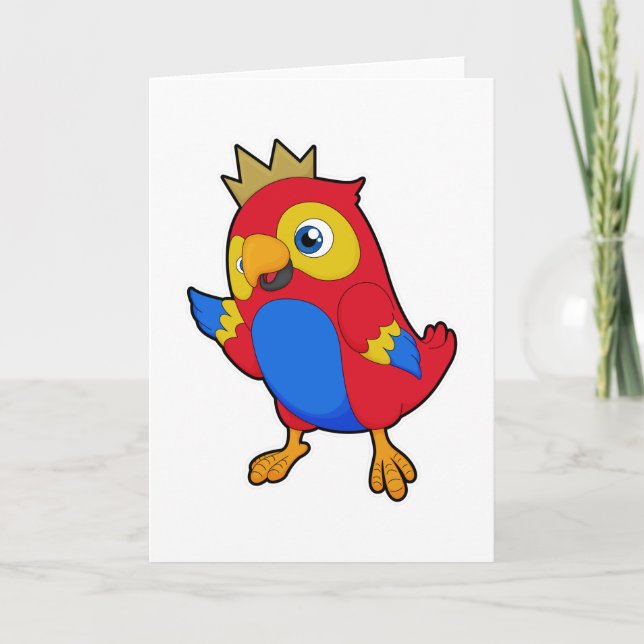 Carte Perroquet en roi avec couronne (Devant)