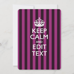 Carte Personalisé KEEP CALM Votre Texte Fuchsia Stripes
