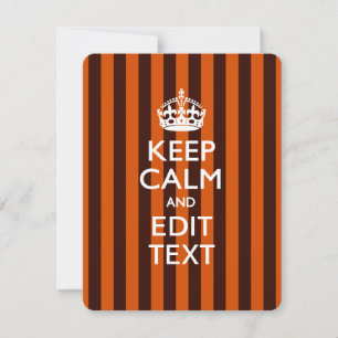 Carte Personalisé KEEP CALM Your Text on Orange Stripes