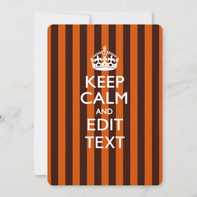 Carte Personalisé KEEP CALM Your Text on Orange Stripes (Devant)