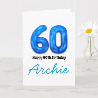 Carte Personalised 60th Birthday Number Balloon Card